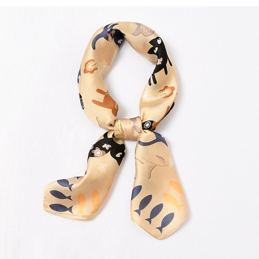 Square Silk Scarf/ Neckerchief - Kittens
